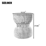 15.35" Outdoor Concrete Patio Side Table, Rounded Waisted End Table MGO Accent Stool for Garden/Patio