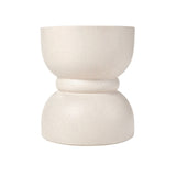 15.35" Outdoor Concrete Patio Side Table, Rounded Waisted End Table MGO Accent Stool for Garden/Patio
