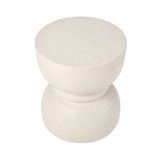 15.35" Outdoor Concrete Patio Side Table, Rounded Waisted End Table MGO Accent Stool for Garden/Patio