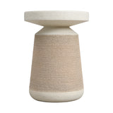 Simulated Rattan&Stone Patio End Table Indoor&Outdoor Side Table, Weather-Resistant Decorative Accent Table Garden Plant Stand