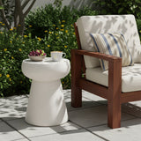 Mushroom-Shaped Outdoor Side Table MGO Patio End Table, Modern Geometric Pedestal Accent Table for Patio & Indoor