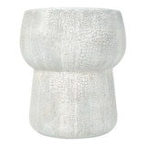 Patio Side Table Outdoor Concrete Accent Table, Double Barrel-Shaped Cracked Texture Patio End Table for Poolside/Garden
