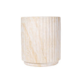 Outdoor Cylinder MGO Patio Side Table, Lightweight End Table Wave-Textured Accent Table for Garden/Balcony