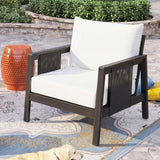 Patio Accent Chair Outdoor Club Chair Single Lounge Sofa Armchair with Soft Waterproof Cushion & Weather-Resistant Frame
