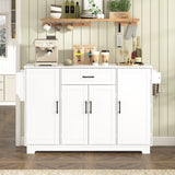 Sideboard Buffet Cabinet, 4-Door Kitchen Storage with Drawer, Adjustable Shelves & Side Racks for Dining Room