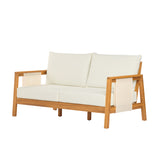 2pcs Patio Sofa Set Outdoor Conversation Chat Set Weather-resistant Garden Seating Group with Soft Cushion & Coffee Table