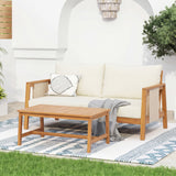 2pcs Patio Sofa Set Outdoor Conversation Chat Set Weather-resistant Garden Seating Group with Soft Cushion & Coffee Table