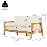 2pcs Patio Sofa Set Outdoor Conversation Chat Set Weather-resistant Garden Seating Group with Soft Cushion & Coffee Table