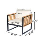 2pcs Outdoor Accent Chair Sofa Chair Acacia Wood & Metal Patio Chairs with Cushions, Industrial Style for Garden/Patio, Black