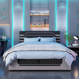 Queen Size Hydraulic Storage Gaming Bed Frame, Cyberpunk Esports Platform Bed for Gamers