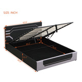 Queen Size Hydraulic Storage Gaming Bed Frame, Cyberpunk Esports Platform Bed for Gamers