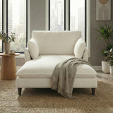 Oversized Accent Chair Modern Chenille Chaise Lounge Couch, Upholstered Sleeper Sofa with Pillows for Living Room/Bedroom