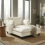 Oversized Accent Chair Modern Chenille Chaise Lounge Couch, Upholstered Sleeper Sofa with Pillows for Living Room/Bedroom