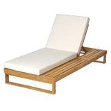 Acacia Wood Patio Chaise Lounge with 4" Two-Fold Cushion Set, 4-Position Adjustable,Teak Finish, Outdoor Recliner for Poolside