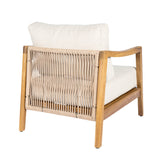Outdoor Club Chair Patio Accent Chair Single Sofa Armchair with Soft Water-Repellent Cushion & Weather-Resistant Acacia Wood Frame