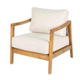 Outdoor Club Chair Patio Accent Chair Single Sofa Armchair with Soft Water-Repellent Cushion & Weather-Resistant Acacia Wood Frame