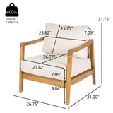 Outdoor Club Chair Patio Accent Chair Single Sofa Armchair with Soft Water-Repellent Cushion & Weather-Resistant Acacia Wood Frame