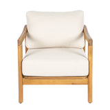 Outdoor Club Chair Patio Accent Chair Single Sofa Armchair with Soft Water-Repellent Cushion & Weather-Resistant Acacia Wood Frame