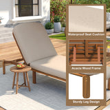 Outdoor Chaise Lounge Patio Daybed Pool Reclining Chair Lawn Sunbathing Bed with Adjustable Back & Water-resistant Cushion