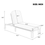 Outdoor Chaise Lounge Patio Daybed Pool Reclining Chair Lawn Sunbathing Bed with Adjustable Back & Water-resistant Cushion