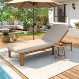 Outdoor Chaise Lounge Patio Daybed Pool Reclining Chair Lawn Sunbathing Bed with Adjustable Back & Water-resistant Cushion