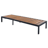 Outdoor Chaise Lounge Chair, 6-Position Adjustable Patio Recliner Daybed Acacia Wood & Iron Frame Pool Lounge