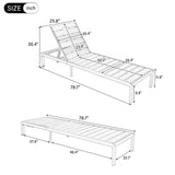 Outdoor Chaise Lounge Chair, 6-Position Adjustable Patio Recliner Daybed Acacia Wood & Iron Frame Pool Lounge
