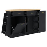 58" Sideboard Buffet Cabinet, Kitchen Island with Trash Can Storage, Sliding Door Cabinet & 2 Drawers for Kitchen, Dining Room