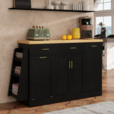 58" Sideboard Buffet Cabinet, Kitchen Island with Trash Can Storage, Sliding Door Cabinet & 2 Drawers for Kitchen, Dining Room