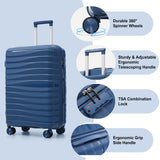 3pcs 20"&24"&28" Luggage Set Hard Shell Carry-On&Checked Suitcase Ensemble with TSA Lock & Spinner Wheel
