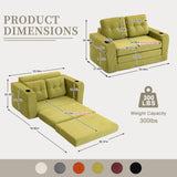 2 in 1 Convertible Sofa Bed, Corduroy Floor Couch with Pillows, Side Pockets & Cup Holders for Living Room, Bedroom