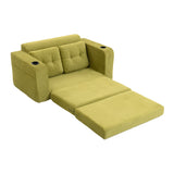 2 in 1 Convertible Sofa Bed, Corduroy Floor Couch with Pillows, Side Pockets & Cup Holders for Living Room, Bedroom
