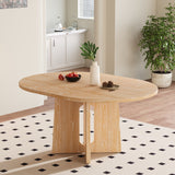 Extendable Round Dining Table, Wood Kitchen Table with 16" Removable Leaf for Dining Room, Living Room
