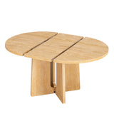 Extendable Round Dining Table, Wood Kitchen Table with 16" Removable Leaf for Dining Room, Living Room