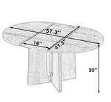 Extendable Round Dining Table, Wood Kitchen Table with 16" Removable Leaf for Dining Room, Living Room