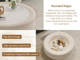 Fluted Round Storage Coffee Table, Tempered Glass Top & Premium Leather Wrapped, Cocktail Table Center Table Sofa Side Table