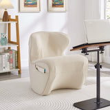 Ergonomic Accent Chair with Lifting Side Table, Soft Lumbar Support Chair Leisure Sofa Chair Velvet Upholstered Chair, No Assembly