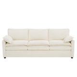Upholstered Sofa Couch, Sofa with Double-Layer Cushions & Side Storage Pockets, 3-Seater Sofa