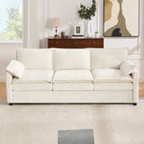 Upholstered Sofa Couch, Sofa with Double-Layer Cushions & Side Storage Pockets, 3-Seater Sofa