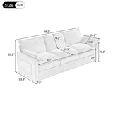 Upholstered Sofa Couch, Sofa with Double-Layer Cushions & Side Storage Pockets, 3-Seater Sofa