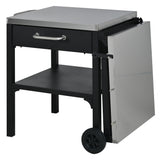 Outdoor Kitchen Cart with Foldable Top, Prep Station Portable Grill Cart with Drawer & Shelf for Backyard, Patio