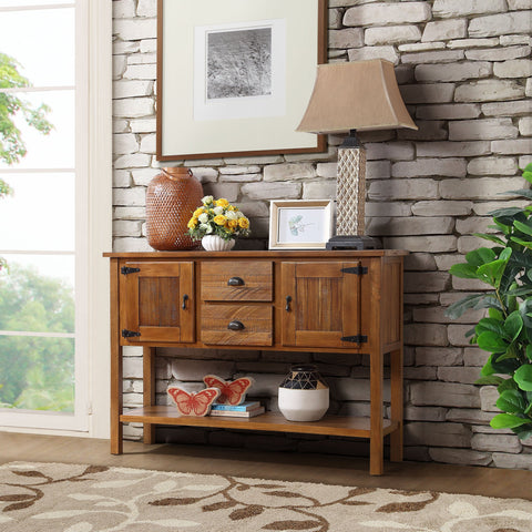 Console Table Entryway Table Sofa Side Table Sideboard Buffet Server Cabinet Display Stand Retro Accent Table with 2 Drawers&Cabinets