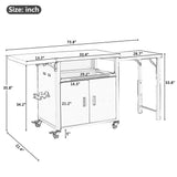 Foldable Outdoor Kitchen Island with Trash Rack, Grill Cart with Open Drawer & Storage Cabinet for Backyard, Patio