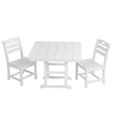 3-Piece Patio Dining Set, HDPE 37.8" Square Table with Built-In Umbrella Hole, 2 Armless Chairs, All-Weather for Porch, Garden