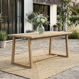 Acacia Wood Outdoor Dining Table, Rectangular Patio Table for Backyard, Garden & Deck