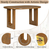 7pcs Dining Set Oval Dining Table Set for 6, Family Kitchen Table Set with Rattan Padded Dining Chairs