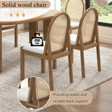 7pcs Dining Set Oval Dining Table Set for 6, Family Kitchen Table Set with Rattan Padded Dining Chairs