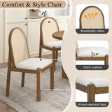7pcs Dining Set Oval Dining Table Set for 6, Family Kitchen Table Set with Rattan Padded Dining Chairs