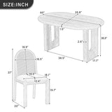 7pcs Dining Set Oval Dining Table Set for 6, Family Kitchen Table Set with Rattan Padded Dining Chairs