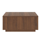 Square Coffee Table Storage Cocktail Table Center Table Sofa Side Table with 4 Drawer, Walnut